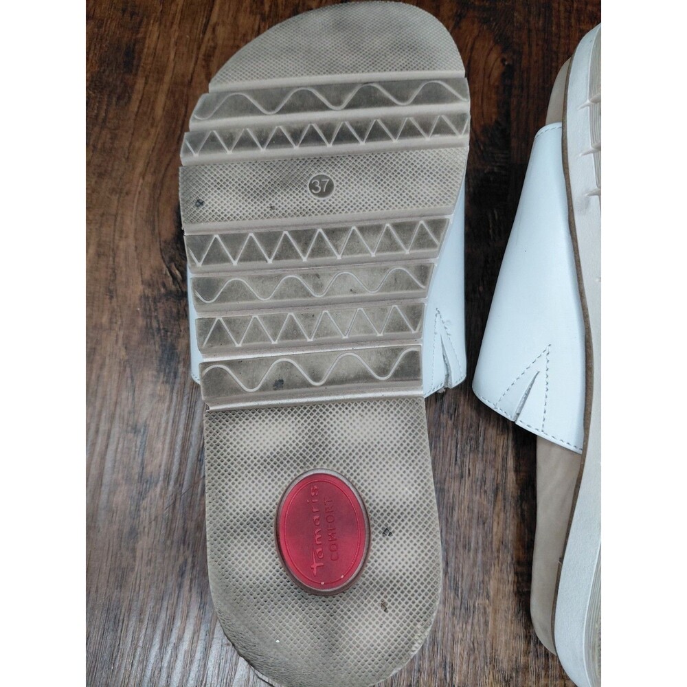 Tamaris Comfort White Nappa Sandals Women Size 37 - Picture 8 of 16